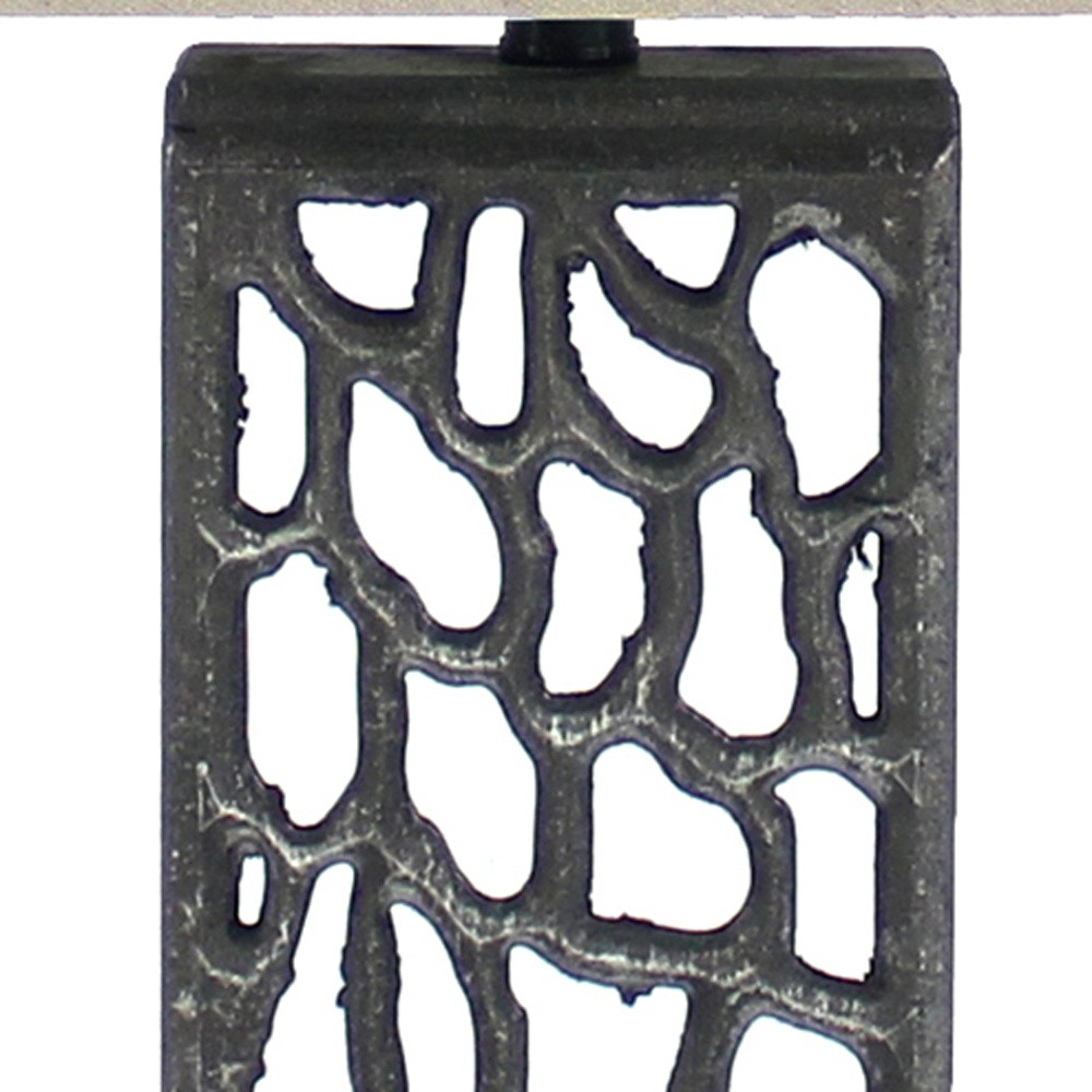 5 x 8 x 28.75 Silver Metal With Multi Mini Grotto Pattern - Table Lamp - Image 4