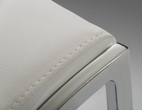 32" White Eco Leather and Steel - Image 3