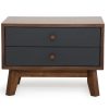 Mid Century Mod Grey and Walnut Finish 2 Drawer Night Stand
