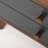 Mid Century Mod Grey and Walnut Finish 2 Drawer Night Stand - Image 4