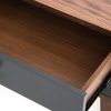Mid Century Mod Grey and Walnut Finish 2 Drawer Night Stand - Image 5