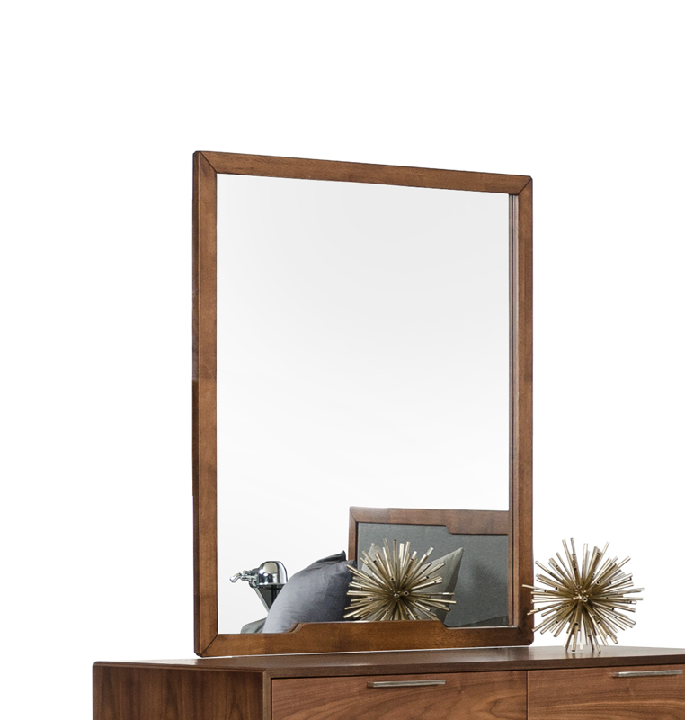 40" Walnut MDF Veneer and Glass Mirror