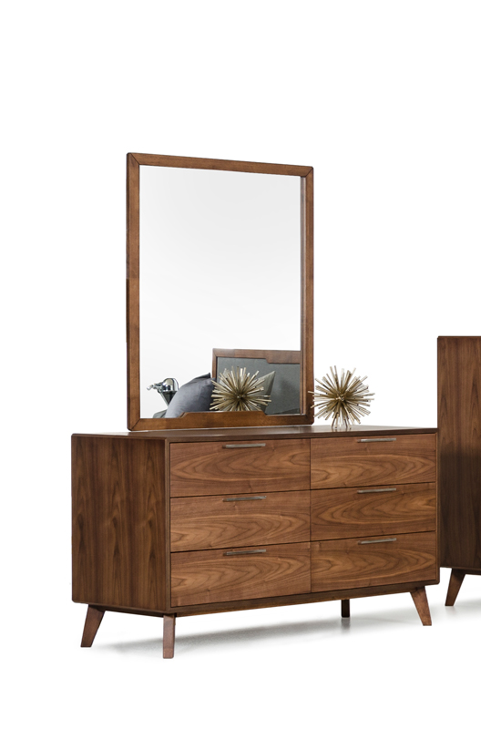 40" Walnut MDF Veneer and Glass Mirror - Image 2