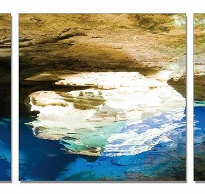 24" Canvas 3 Panels Blue Grotto Color Photo