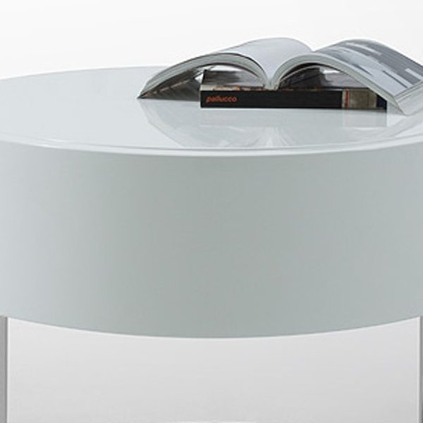 16" White Lacquer Stainless Steel Nightstand - Image 4