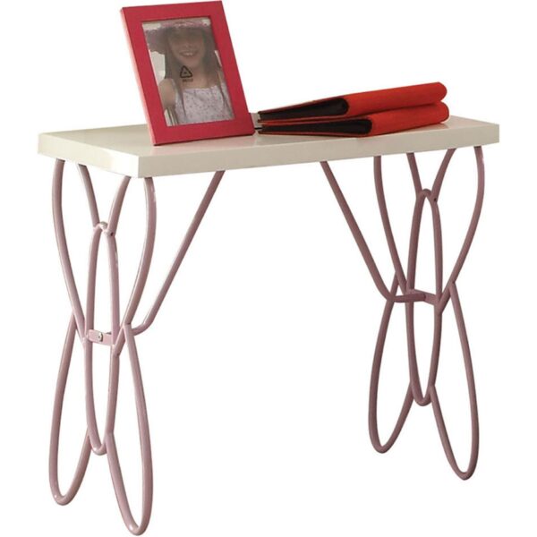 22" Lilac and White Rectangular Nightstand With Top