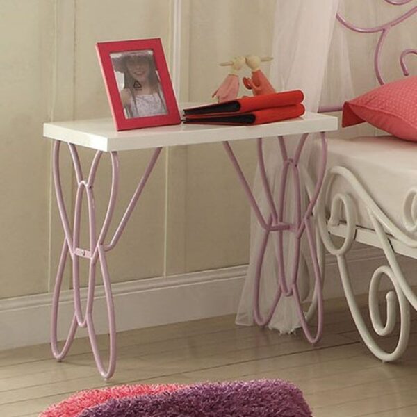 22" Lilac and White Rectangular Nightstand With Top - Image 2