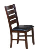 Set of 2 Dark Wood Black Faux Leather Dining or Side Chairs - Image 3