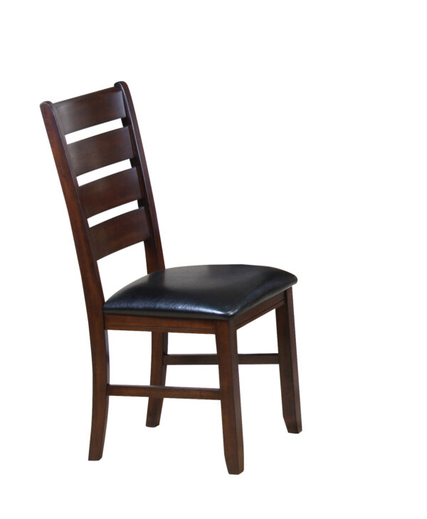 Set of 2 Dark Wood Black Faux Leather Dining or Side Chairs - Image 3
