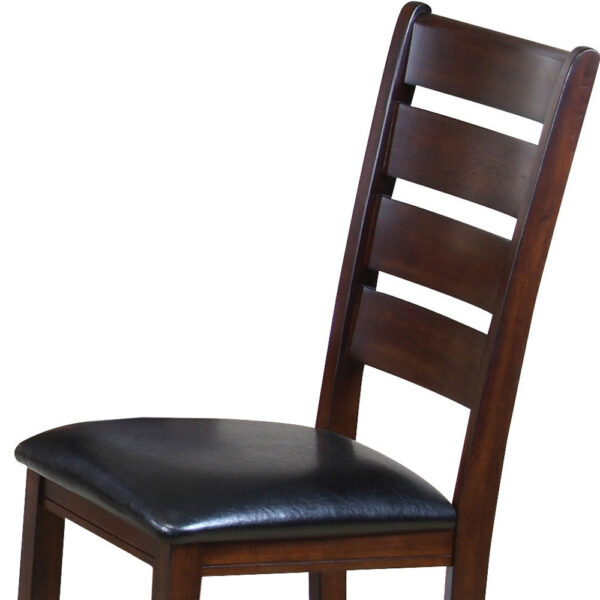 Set of 2 Dark Wood Black Faux Leather Dining or Side Chairs - Image 4
