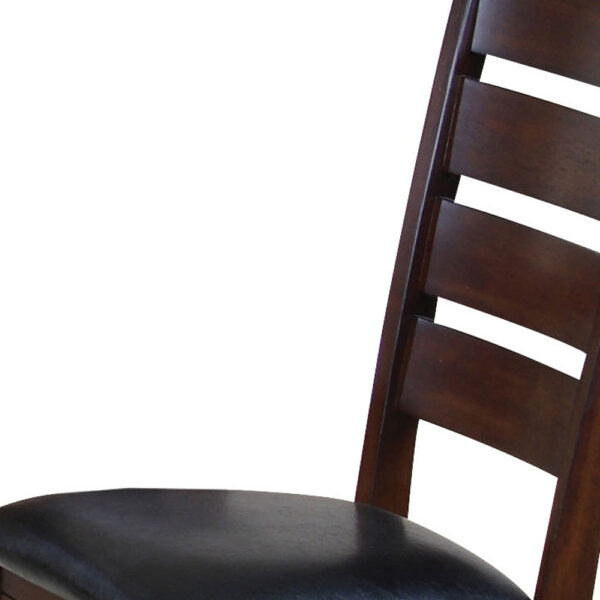 Set of 2 Dark Wood Black Faux Leather Dining or Side Chairs - Image 5