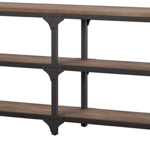 72" Rustic Weathered Oak Finish Console Storage Table
