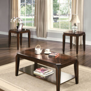 1" Solid Wood Rectangular Coffee Table With Shelf And