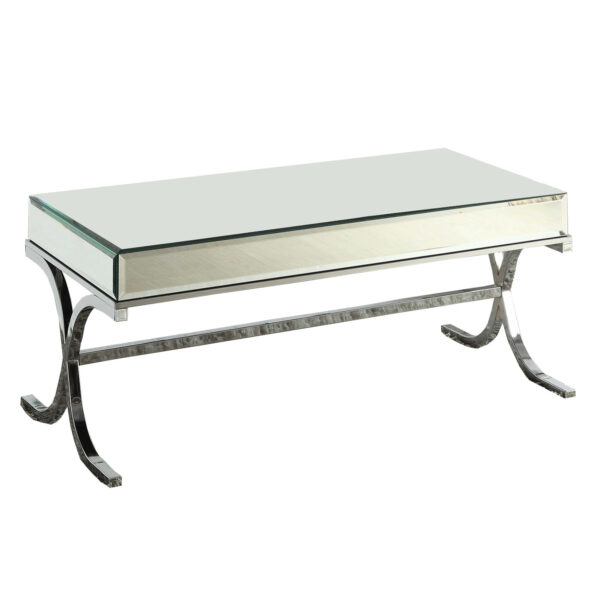 42" X 21" X 19" Mirrored Top And Chrome Coffee Table - Image 2