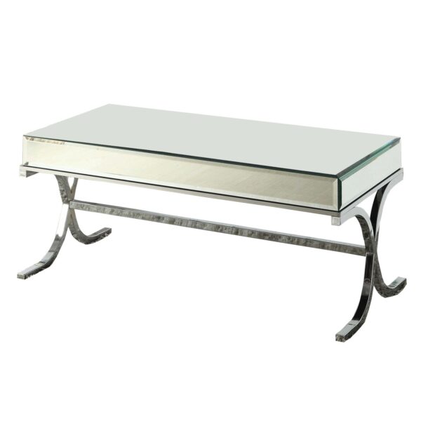 42" X 21" X 19" Mirrored Top And Chrome Coffee Table - Image 3