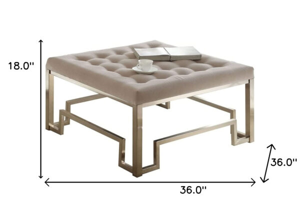 36" X 36" X 18" Fabric And Champagne Cocktail Ottoman - Image 4