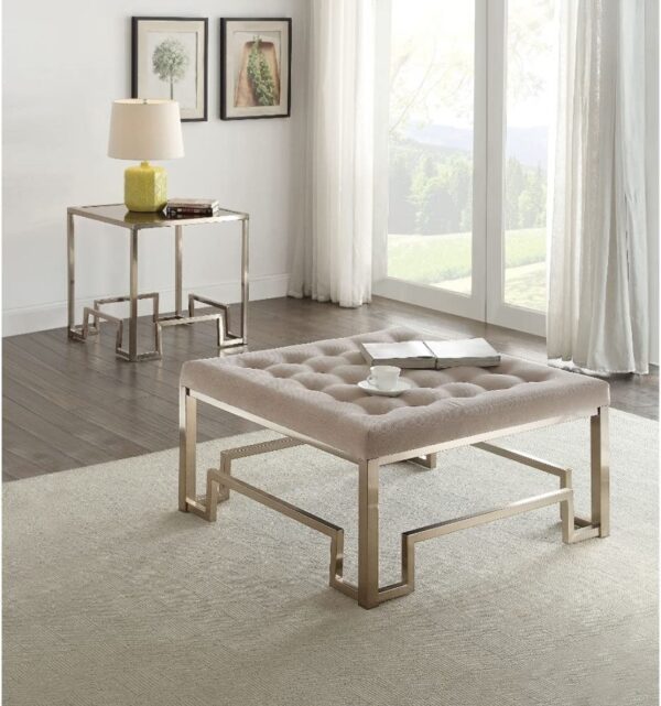 36" X 36" X 18" Fabric And Champagne Cocktail Ottoman - Image 2