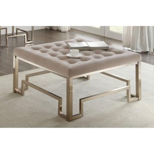 36" X 36" X 18" Fabric And Champagne Cocktail Ottoman - Image 3