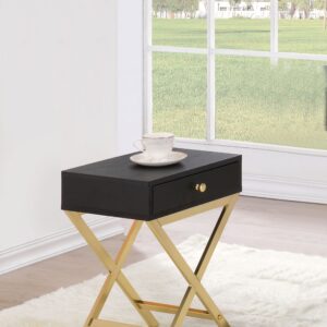 Black Brass Single Drawer Side Table