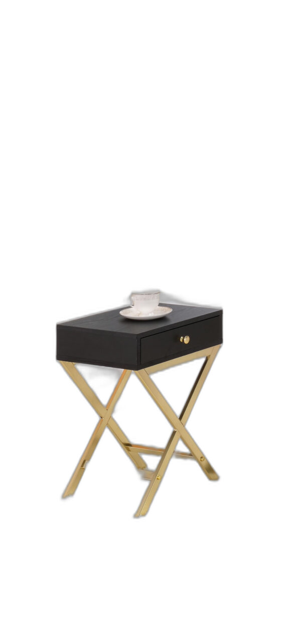 Black Brass Single Drawer Side Table - Image 4