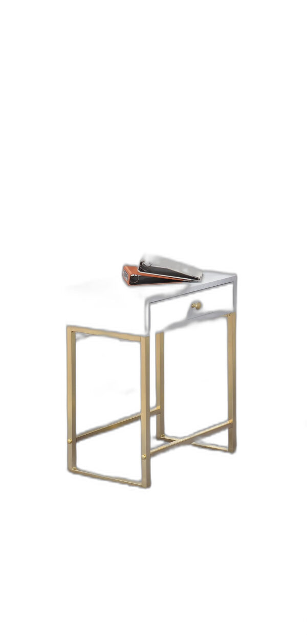Sleek White and Brass End or Side Table - Image 4