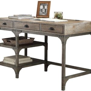 47" Light Brown Rectangular Writing Desk With Three Drawers