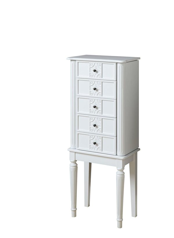16" X 10" X 40" White Mirror Jewelry Armoire - Image 2