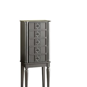 16" X 10" X 40" Silver Mirror Jewelry Armoire