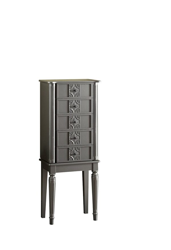 16" X 10" X 40" Silver Mirror Jewelry Armoire