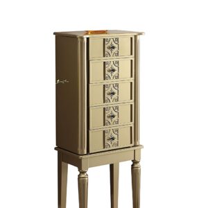 16" X 10" X 40" Gold Mirror Jewelry Armoire