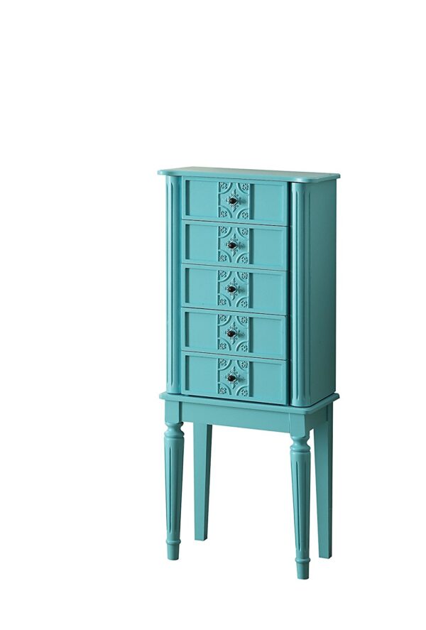 16" X 10" X 40" Light Blue Mirror Jewelry Armoire