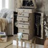 16" X 10" X 40" Weathered Oak Mirror Jewelry Armoire