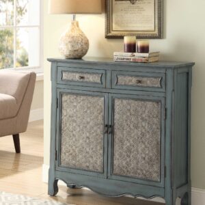 36" X 11" X 35" Antique Blue Wooden Console Table