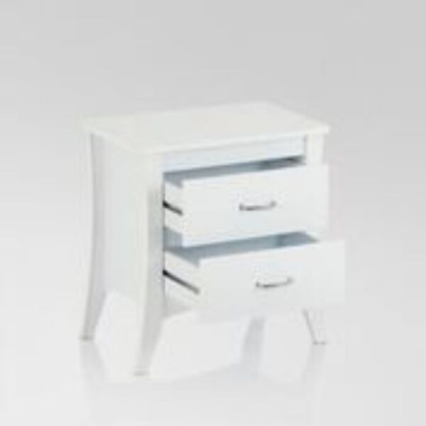 White Wooden 2 Drawer Nightstand - Image 2