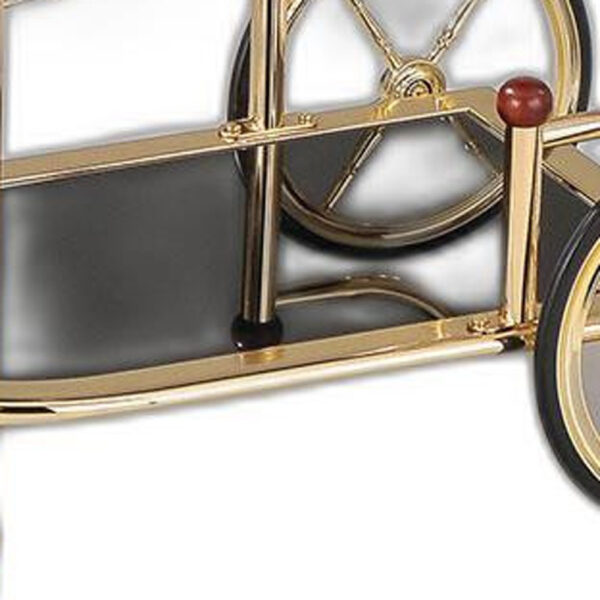 38" X 21" X 33" Golden Plated And Black Glass Serving Cart - Image 4