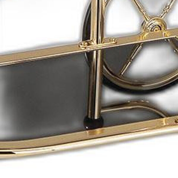 38" X 21" X 33" Golden Plated And Black Glass Serving Cart - Image 5