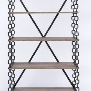 40" X 18" X 72" Rustic Oak And Antique Black Long Side Pier