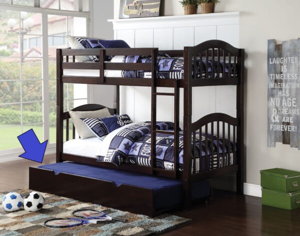 Deep Brown Pull Out Trundle for Under Bed - Image 2