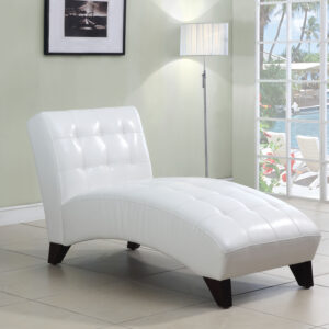 White Faux Leather Chaise Lounge Chair