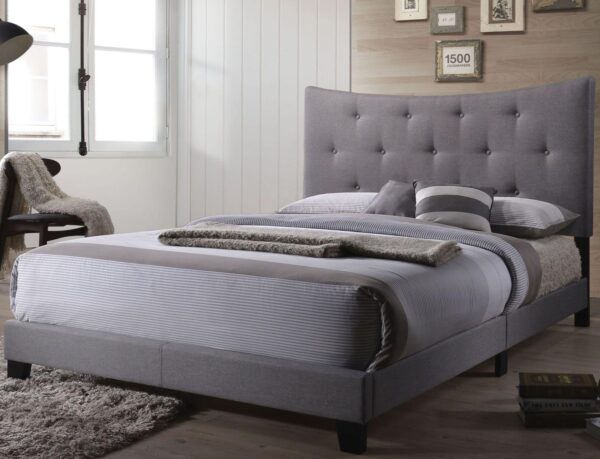Gray Queen Size Tufted Upholstered Bed - Image 3