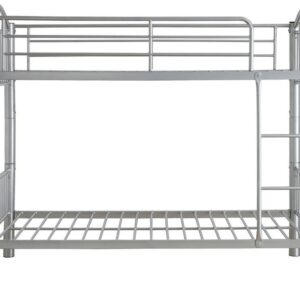 78" X 44" X 67" Twin Over Twin Silver Metal Bunk Bed