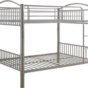 78" X 56" X 67" Silver Metal Full Over Full Bunk Bed