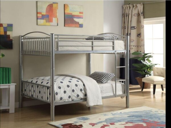 78" X 56" X 67" Silver Metal Full Over Full Bunk Bed - Image 2