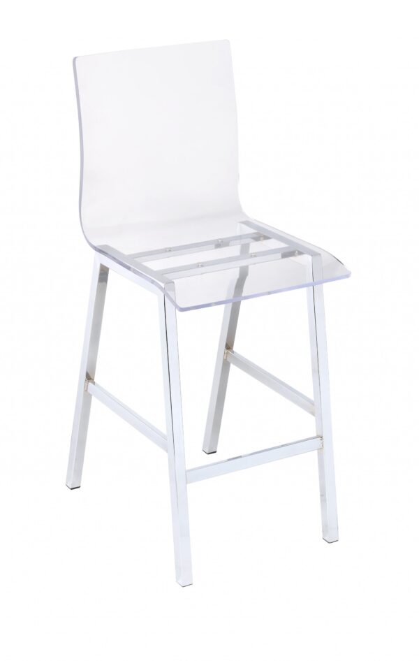 19" X 16" X 39" Acrylic And Chrome Counter Height Chair