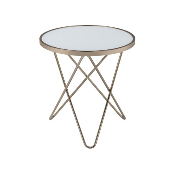 22" X 22" X 22" Frosted Glass And Champagne End Table - Image 4