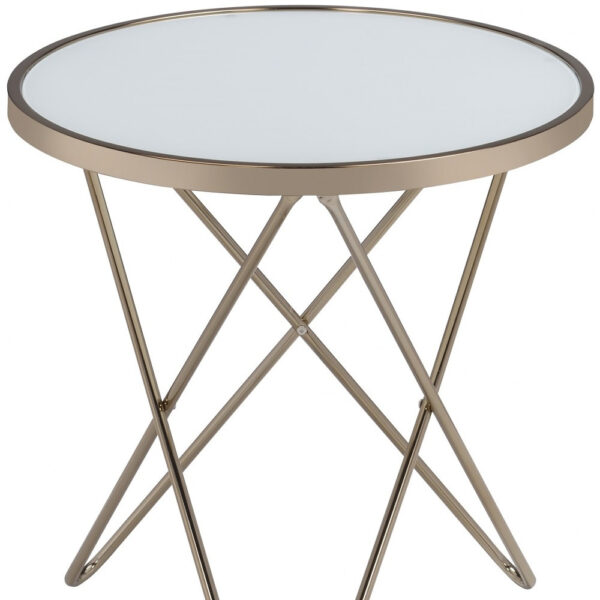 22" X 22" X 22" Frosted Glass And Champagne End Table - Image 5