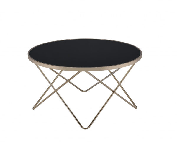 34" X 34" X 18" Black Glass And Champagne Coffee Table - Image 3