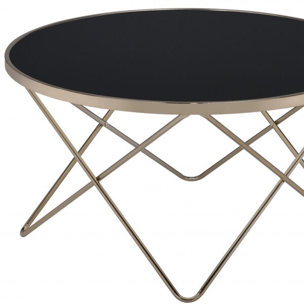 34" X 34" X 18" Black Glass And Champagne Coffee Table - Image 4