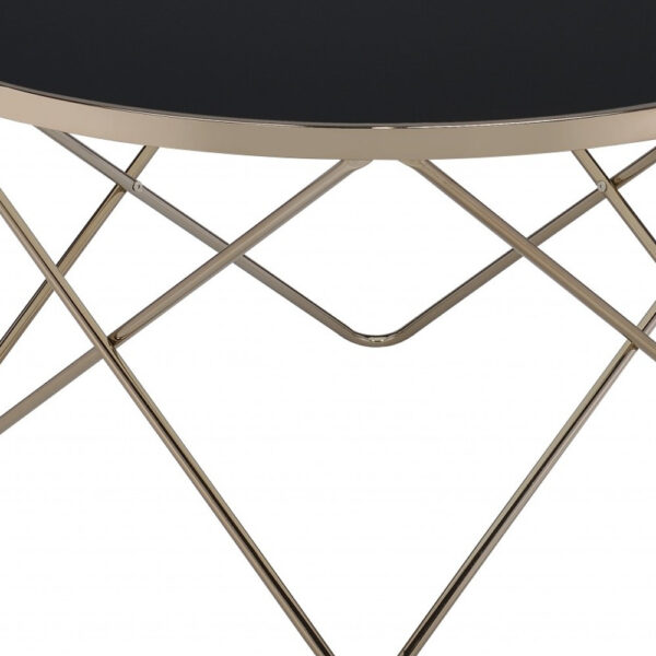 34" X 34" X 18" Black Glass And Champagne Coffee Table - Image 5