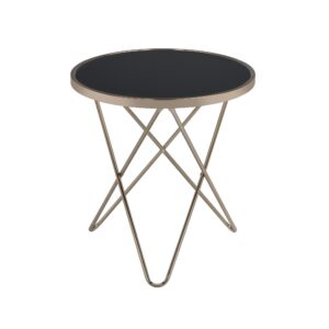Mod Black Glass and Geo Gold End Table